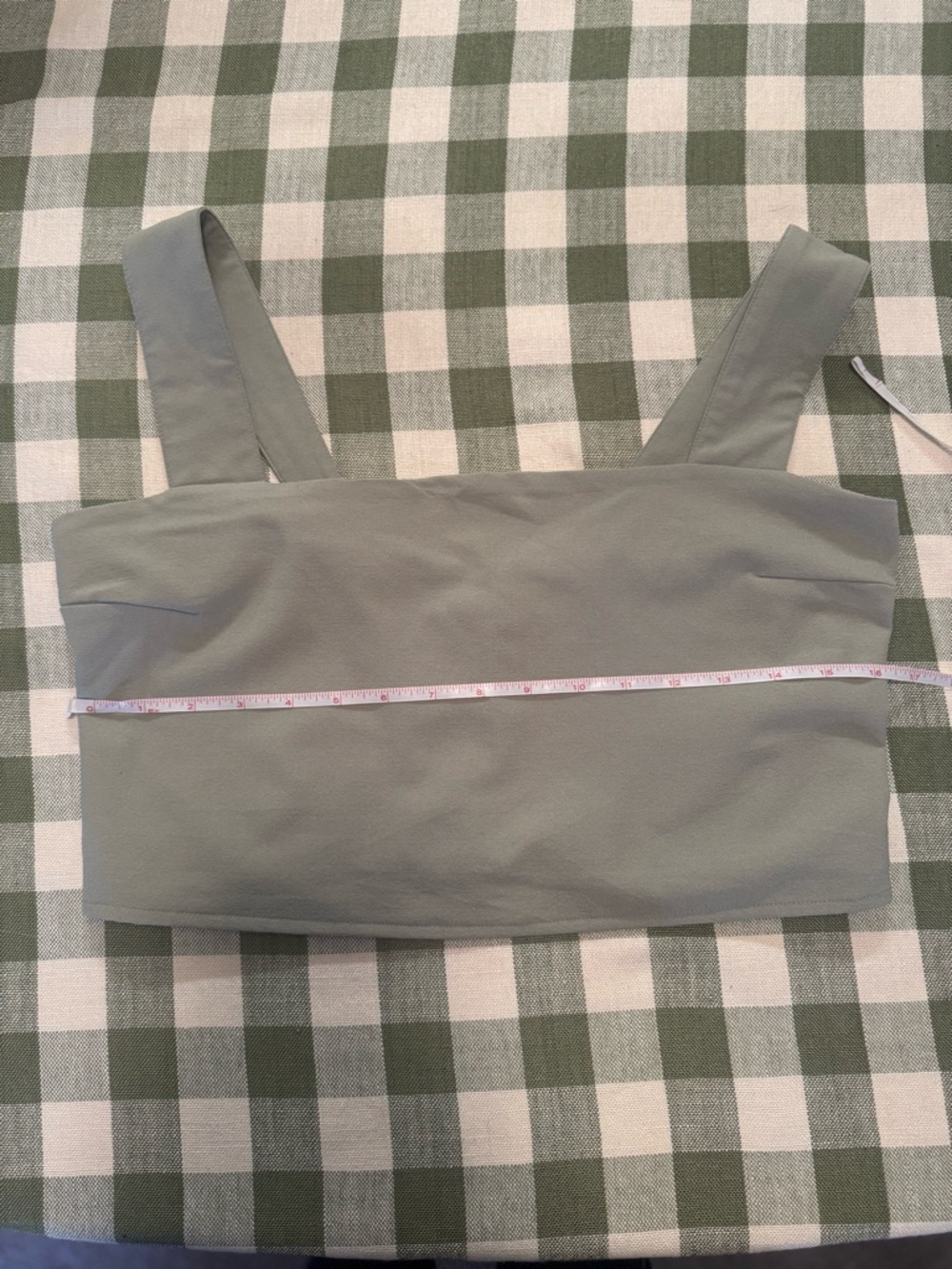 Abercrombie & Fitch Structured Square-Neck Crop Top in Sage Green - Picture 14 of 14